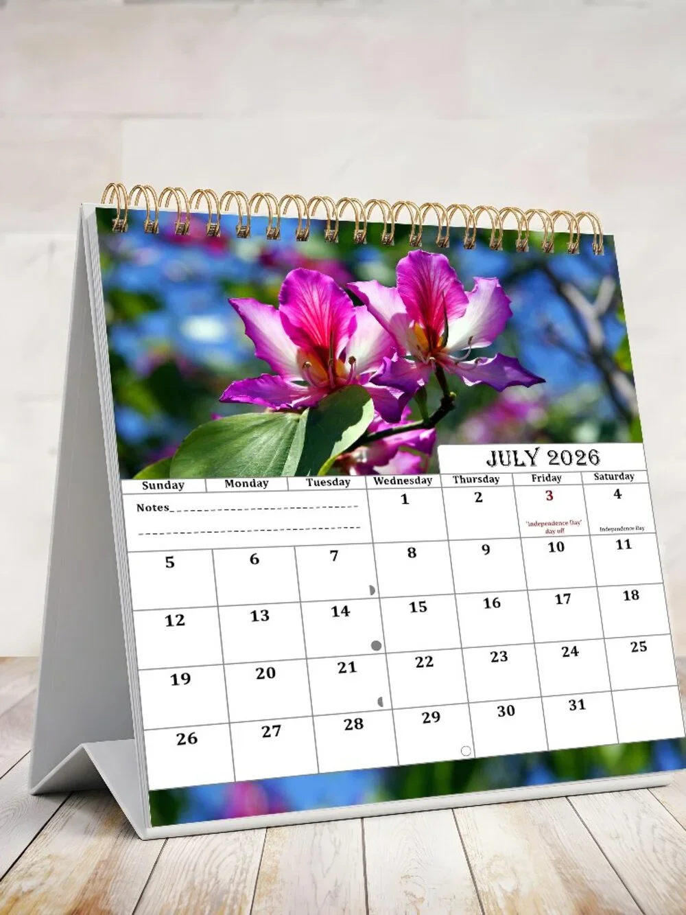 2026-2027 18 Months Standing Flip Desk Calendar Desktop Planner (Flowers)